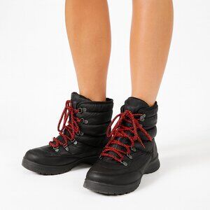 The North Face Puffer Boots Black With Red Laces Womens Size 6
